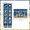 Class of 2026 Graduation Decorations - 3-Piece Blue and Gold Oxford Fabric Set: Congrats Grad Backdrop & 2-Pack Vertical Porch Banners - Durable Outdoor & Indoor Party Supplies
